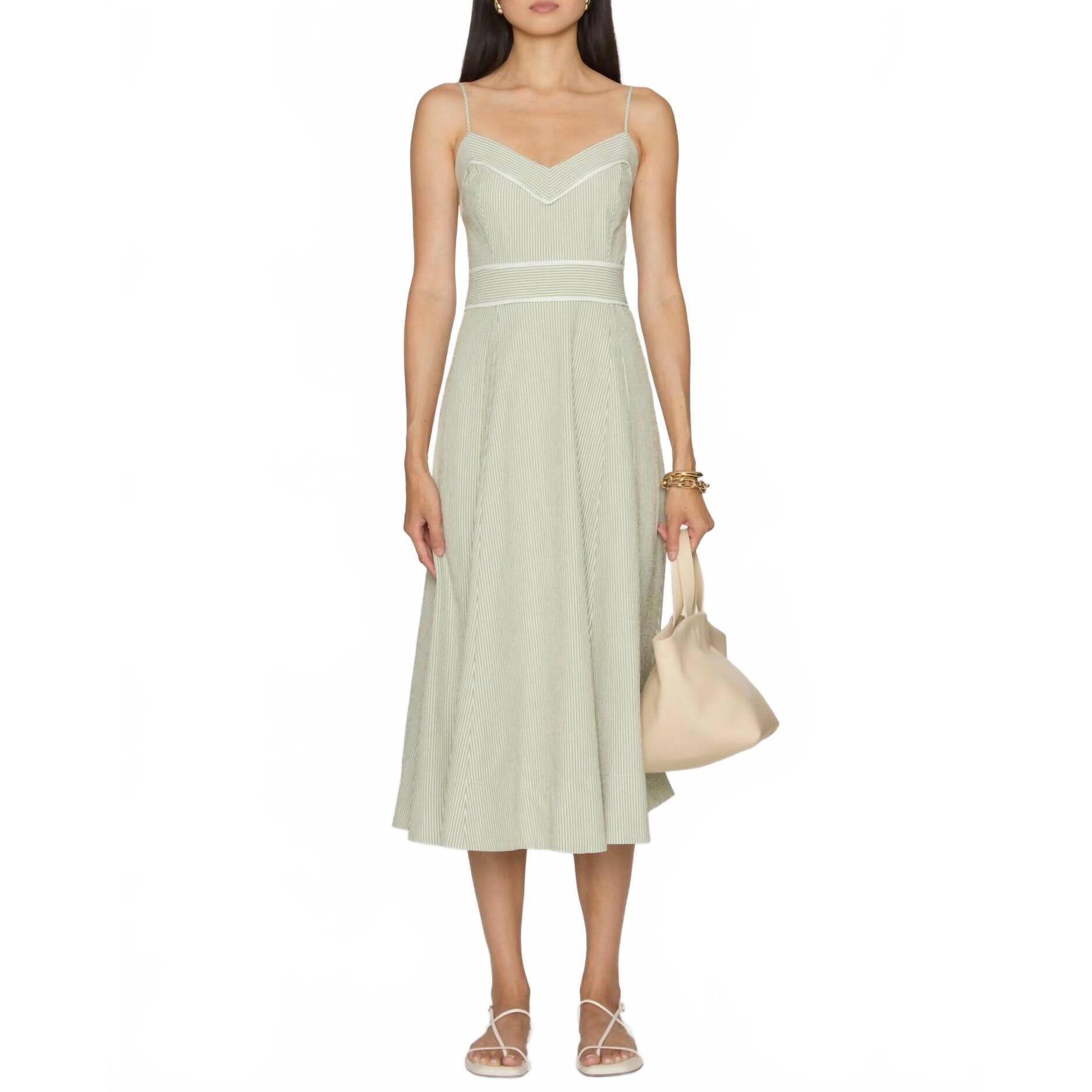 New Veronica Beard Janis Midi Dress In Lime